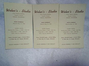 3-1965 WEBER'S PHOTOGRAPHY STUDIO PRICE SCHEDULES TOMAH,WISCONSIN,Brochure,photo - Picture 1 of 3