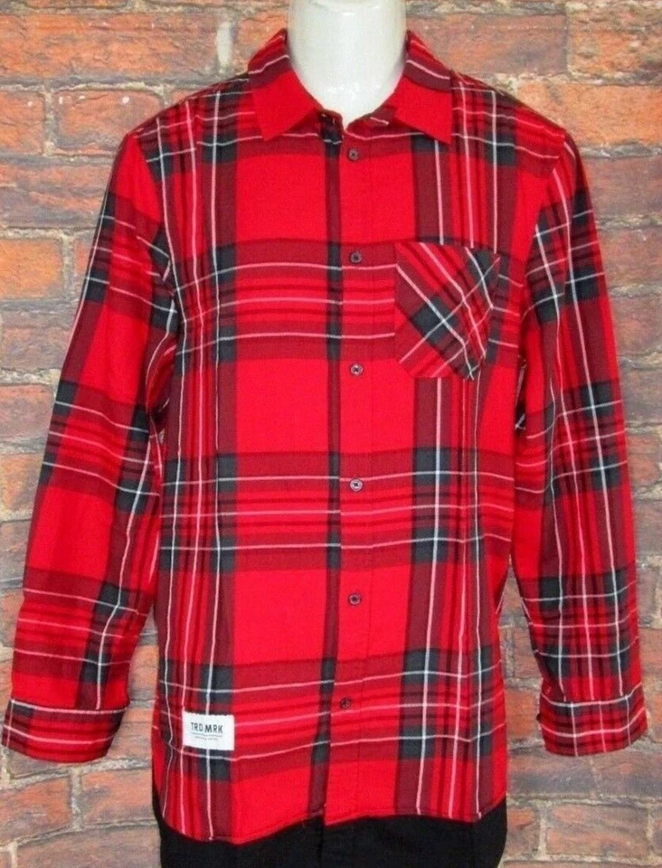 MENS DIVIDED BY H&M PLAID LONGER LENGTH RED SHIRT SIZE S - Image 1 of 1