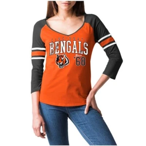 Camiseta para mujer 5th & Ocean Cincinnati Bengals lado ciego manga 3/4 X-grande - Imagen 1 de 1