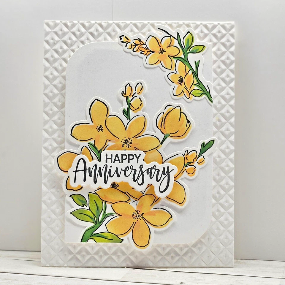 Handmade Greeting Card Keepsake Quality ocbrandy anniversary yellow - Image 1 of 1
