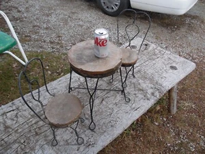 Antique Vintage Twisted Wire Child's Ice Cream Soda Parlor Set, solid. - Picture 1 of 12