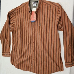 Columbia XCO Outdoor Shirt Size XL Brown Stripe Long Sleeve Button Up Casual Men - Picture 1 of 15