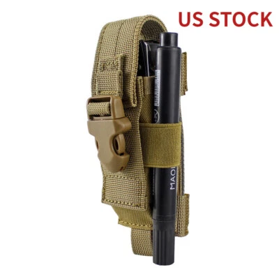 Tactical Pouch Folding Swiss Knife Belt Sheath Molle Gear Flashlight Mag Holder