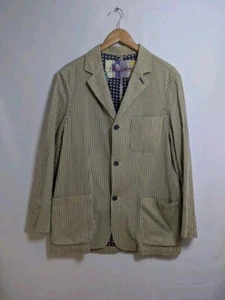 Robert Graham Medium Seersucker Yellow Pinstripe Lightweight Sports Coat Blazer - Picture 1 of 11