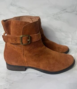 NEW Sam Edelman Malone Womens Ankle Buckle Suede Leather Flats Boots Brown Sz 6 - Picture 1 of 12