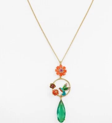 NWT RARE Kate Spade Scenic Route Green Bird Hummingbird Pendant Necklace Large - Image 1 of 3