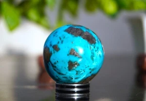 Rare Large 40MM Pyrite Sky-Blue Turquoise Stone Metaphysical Sphere Ball - Photo 1 sur 10