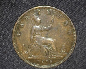 GREAT BRITAIN 1878 FARTHING KM753 ~FCS-308 - Picture 1 of 2