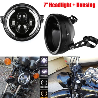 7 英寸 LED 车头灯 + 外壳桶 适用于本田 Shadow VT1100 VT750 VT600 VF750 — 第 1/4 张图片