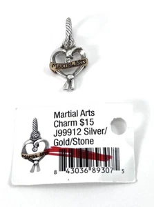 Brighton Martial Arts Open Heart Gold Silver Charm Crystal Gem MMA New - Picture 1 of 4