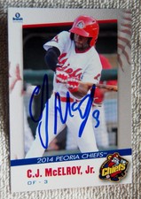 St. Louis Cardinals C.J. McElroy Jr. Signed 2014 Peoria Chiefs Auto Card