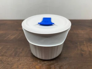 Corning Ware 20 oz Mug Soup Bowl and Vented Lid Cover F-22-VPC French White - Picture 1 of 8