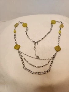 Vintage NY signierte Silberkette mehrere Strang mit gelben Perlen verstellbare Halskette - Bild 1 von 11