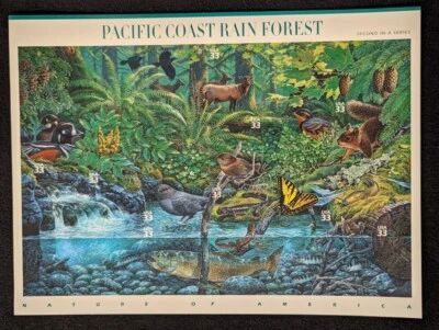 SFSTAMPS US Scott 3378 Pacific Coast Rain Forest Sheet of 10 Stamps MNH 2000 - Image 1 of 2
