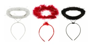 Fluffy Angel Halo Head Band Hen Night Halloween Christmas Fancy Dress Party - Picture 1 of 4
