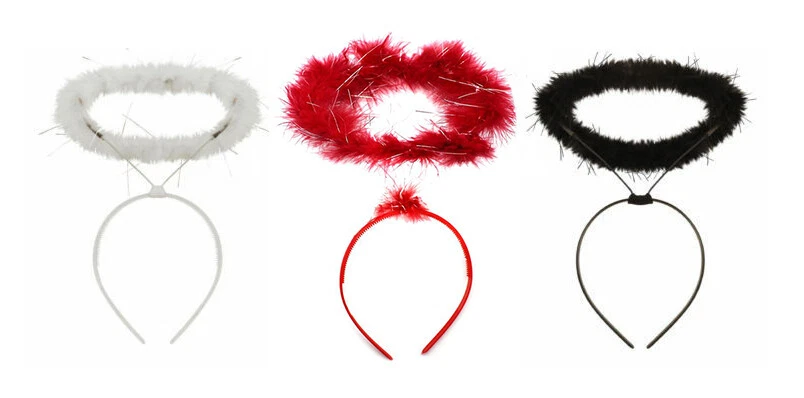 Fluffy Angel Halo Head Band Hen Night Halloween Christmas Fancy Dress Party Foto 1 de 1