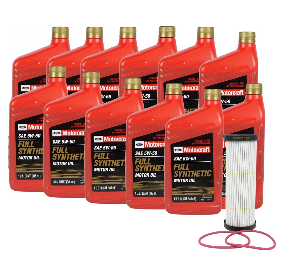 Kit de filtro y aceite de motor sintético completo Motorcraft OEM 12 cuartos para Mustang Foto 1 de 1