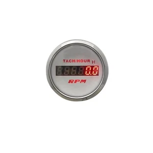 2-1/16" TACÓMETRO DIGITAL / MEDIDOR DE HORAS, BLANCO, IMPERMEABLE Y ANTINIEBLA, RANGO 0-9999RPM - Imagen 1 de 3