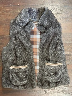 Chaleco American Rag Cie piel sintética franela a cuadros mujer dama talla pequeña Foto 1 de 4