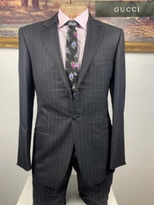 36R Mens Gucci Charcoal Gray Pinstripe Suit - Tuxedo Jacket Pants 31/30 - Picture 1 of 13