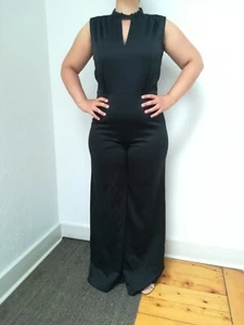 Jumpsuit Overall Playsuit Polyester schwarz Elegant vintage 80er Gothic  - Bild 1 von 8