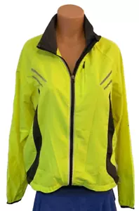 @ Sugoi Bright Yellow w/Black Accents Full Zip Up Biking Jacket Reflective Large - Picture 1 of 13