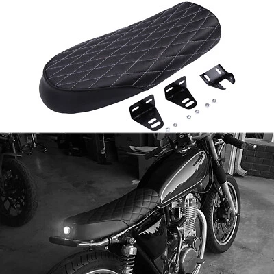 Sillín plano de asiento de motocicleta para Honda CB GB Suzuki Kawasaki Yamaha XJ Café Racer Foto 1 de 4