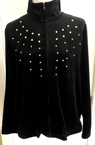 Chaqueta deportiva Sag Harbor negra con diseño de perlas tachonadas talla mediana - Imagen 1 de 6