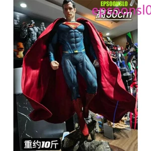 Modellino statua Superman con 2 teste figure occhi illuminati da collezione 50 cm decorazione regalo - Foto 1 di 21