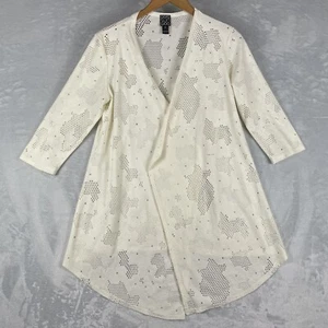 Cárdigan Clara Sun Woo Frente Abierto Perforado Top Blusa Encubrimiento Medio Corte Láser - Imagen 1 de 7