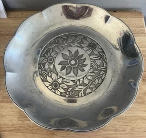 Gorham Pewter Metal 14" Serving Platter Daisy Sun Flower Pattern - Picture 1 of 14