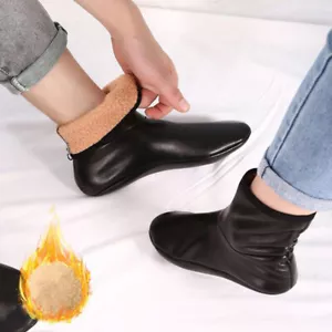 Unisex Winter Warm Leather Thermal Boot Slipper Indoor House Soft Non-Slip Socf8 - Imagen 1 de 9