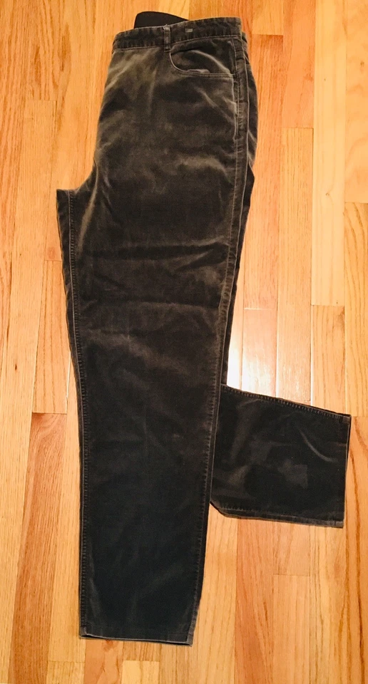 Laura Ashley Gray Ish Brown Soft Velvet Classic Career Casual Pants Size US 18 - Image 1 of 4