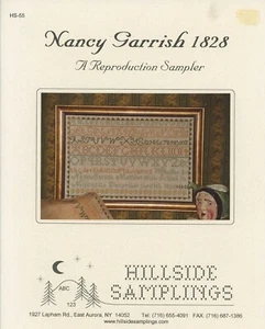 Hillside Samplings Nancy Garrish 1828 Reproduction Sampler Cross Stitch Pattern - Picture 1 of 1