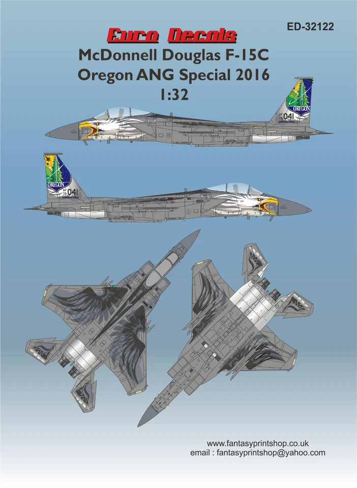 Euro Decals Transferts Mcdonnell Douglas F-15C Oregon Ang Spécial ED-72122