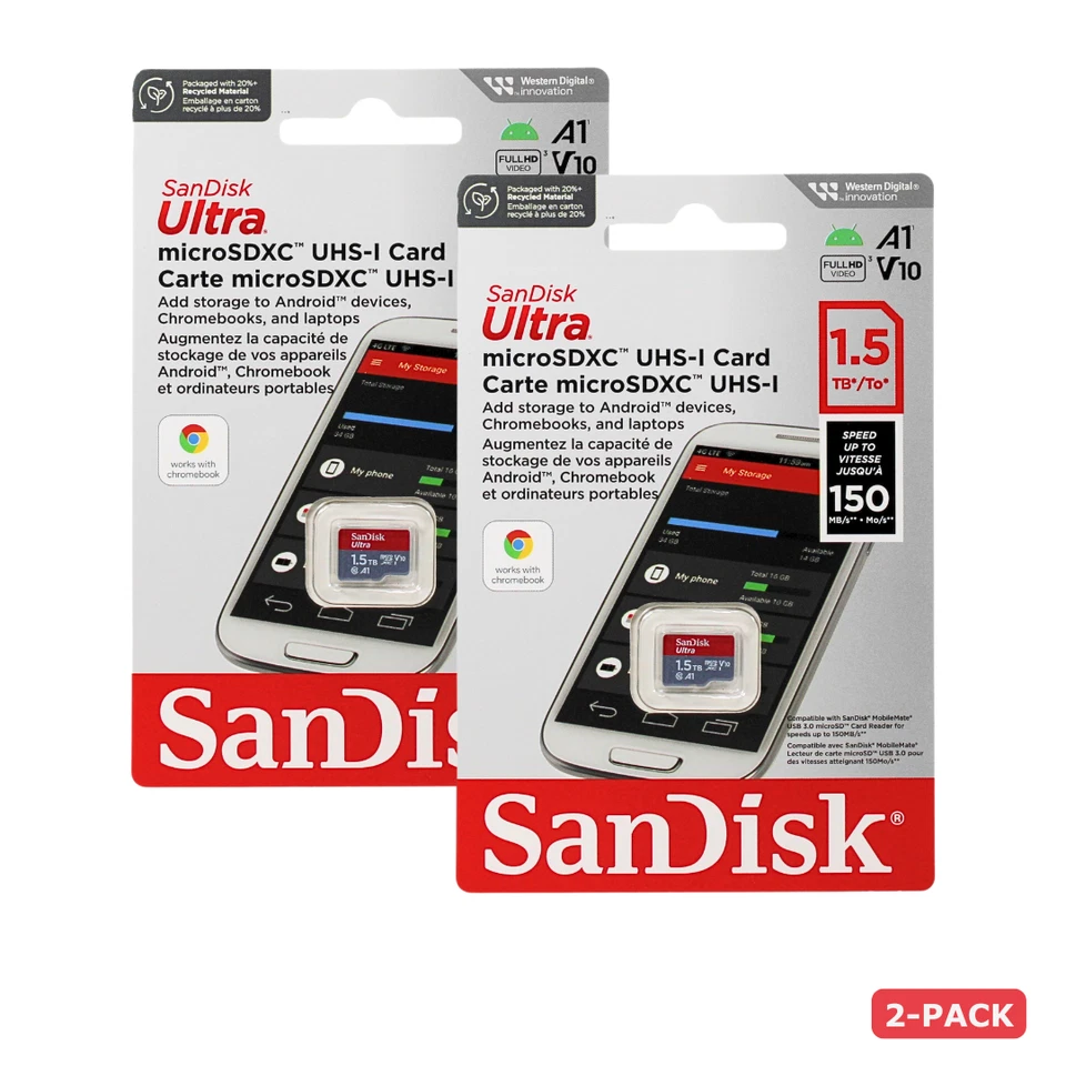 SanDisk 1.5TB Ultra microSDXC UHS-I  Up to 150MB/s,C10,U1,Full HD,MicroSD Card - Image 1 of 1