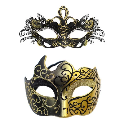 2pcs Couple Masquerade Masks Men Women Half Face Masks for Halloween Mardi Gras - Image 1 of 2