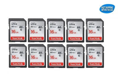 16GB Sandisk Ultra SD cards 10 pack for Digital Camera / Trail Camera / Computer - Image 1 of 4