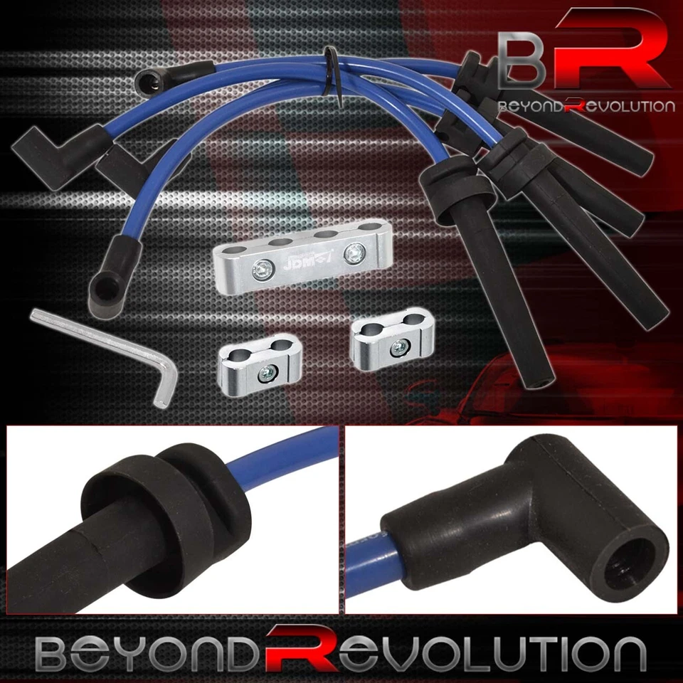 Para 95-99 Eclipse Talon Turbo Sistema de Encendido Bujía Espaciador de Cable Azul Plata Foto 1 de 1