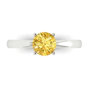 1.0ct Round Cut Natural Citrine Wedding Bridal Promise Ring Real 14k white gold - Picture 1 of 11