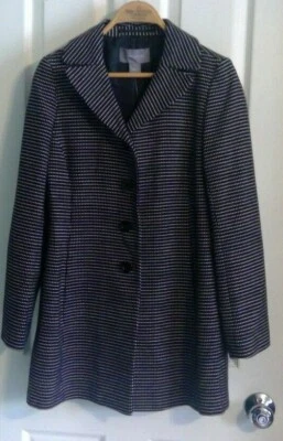 Ann Taylor Black White Stitch Coat New w/ Tags 100% Cotton (NWT) Size 2 - Image 1 of 3