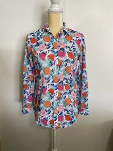 J. MCLAUGHLIN Lois Callery Baumwolle Stretchshirt Knopfleiste Oberteil Obst Größe XS - Bild 1 von 8
