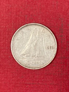 Moneda de plata de 10 centavos de Canadá 1952 circulada - Imagen 1 de 2