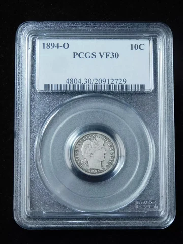 1894-O 10C Barber Dime - PCGS VF30 Cover