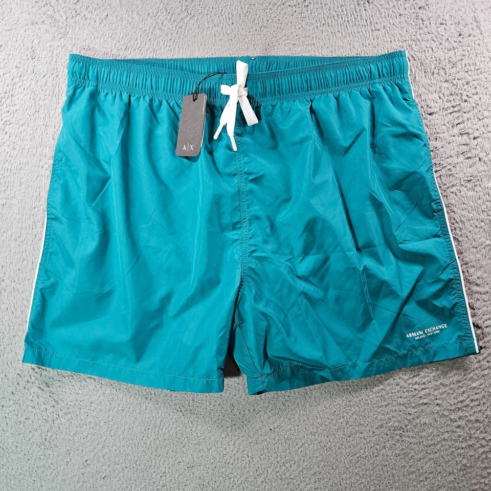 $80 Nuevo Con Etiquetas Armani Exchange Bañador Pantalones Cortos Para Hombre XXL Forrado Logo Cremallera Bolsillo Verde Foto 1 de 4