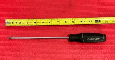 Vintage Husky Tools 12.5" Long Philips Screwdriver Black Cushioned Grip - Image 1 of 3
