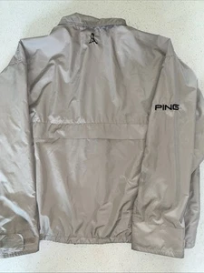 Ping Collection Mens LARGE Khaki Tan Full Zip Golf Windbreaker Jacket Coat L - Picture 1 of 6