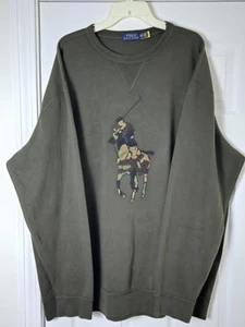 Polo Ralph Lauren Big Pony Crewneck Sweater Men 2XLT XXL Tall Camo Green - Picture 1 of 4
