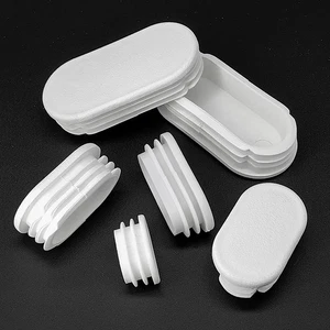 Oval Plastic End Caps Ribbed Plugs Blanking Inserts Oval Bungs / White - Picture 1 of 14