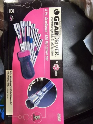 Sistema de eje intercambiable KD/GearDriver, parte #8908, juego de destornilladores de tuercas SAE de 8 piezas Foto 1 de 2